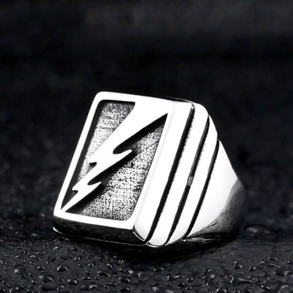 Personality Exaggerated Men's Lightning Ring Stainless Steel - Image 2