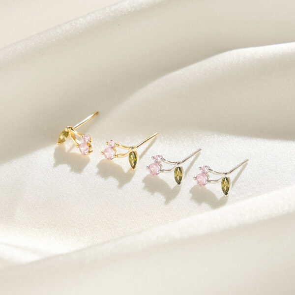 S925 Sterling Silver Cherry Pendant Earrings - Image 3