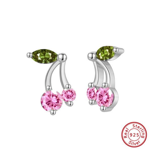 S925 Sterling Silver Cherry Pendant Earrings - Image 4