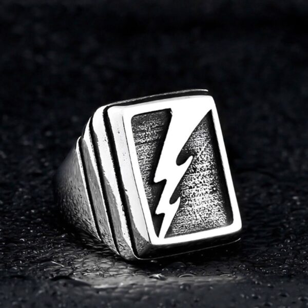 Personality Exaggerated Men's Lightning Ring Stainless Steel - Image 4