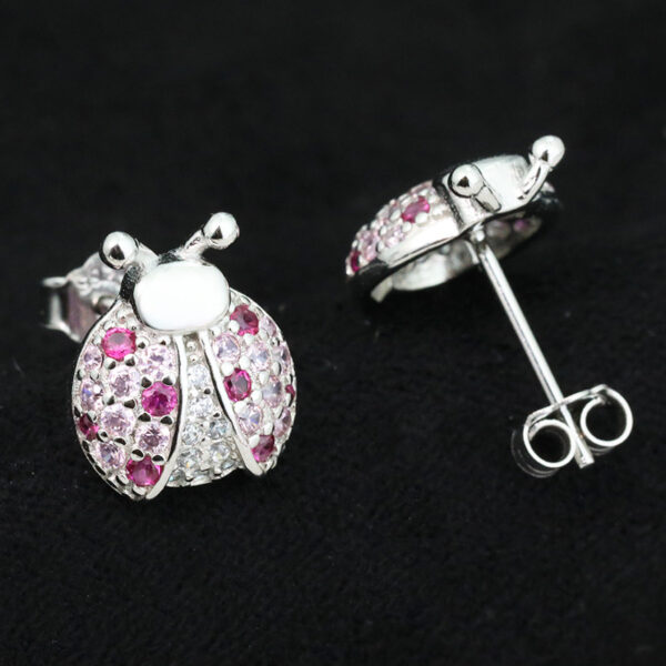 White Copper LADYBIRD Earrings Anti-allergy Girls - Image 2
