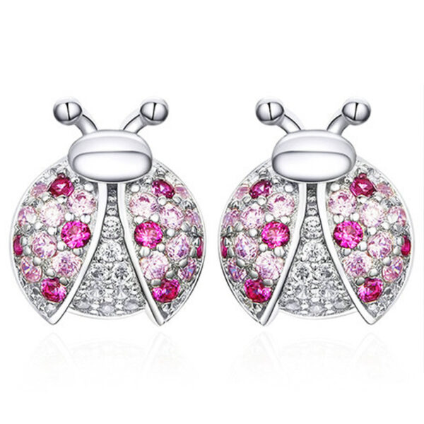 White Copper LADYBIRD Earrings Anti-allergy Girls - Image 3