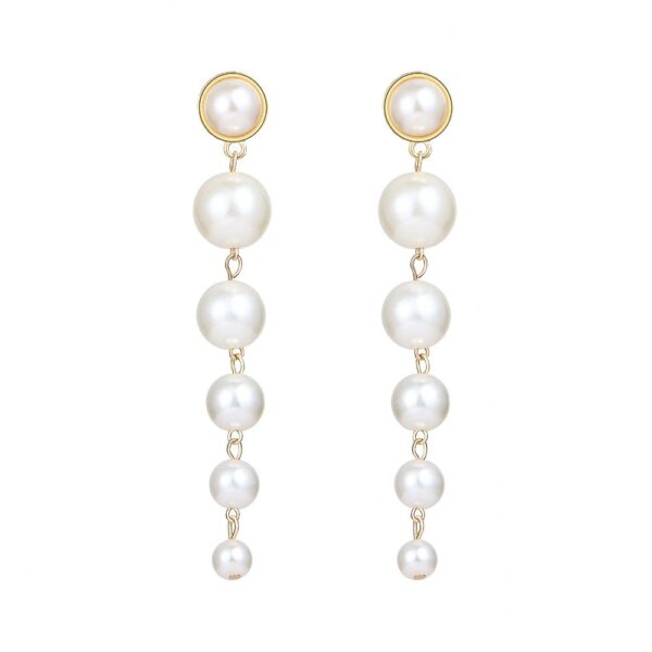Vintage Pearl Creative Simple Pearl Long Earrings - Image 2