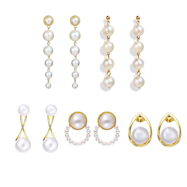 Vintage Pearl Creative Simple Pearl Long Earrings - Image 9